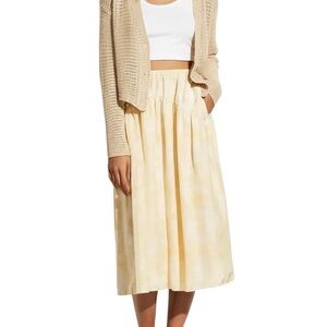 Vince 100% Silk Yellow Elastic Waist Tiered Skirt X-Large